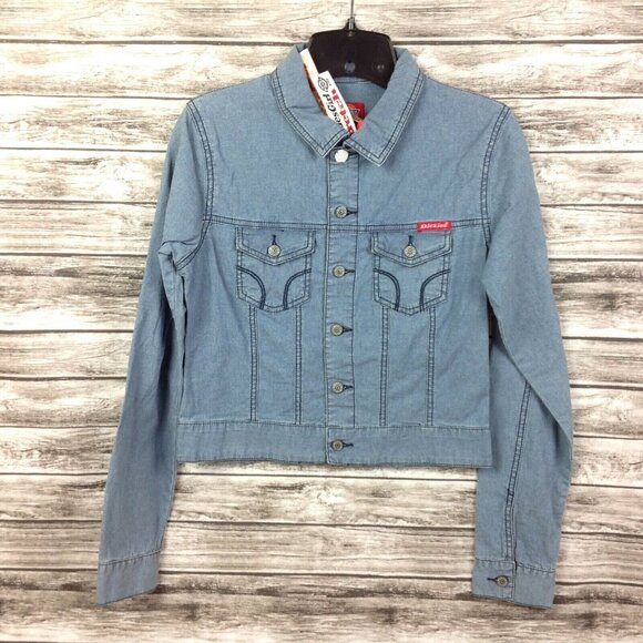 Dickies Jackets & Blazers - Dickies Girl Denim Jean Jacket Juniors Large Small High Waist Button Front